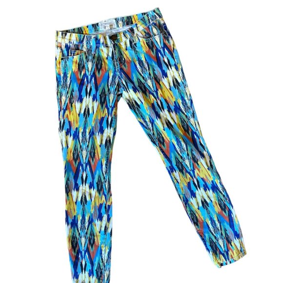 Current/Elliott colorful geometric multi arrow stiletto skinny jeans - Picture 2 of 8